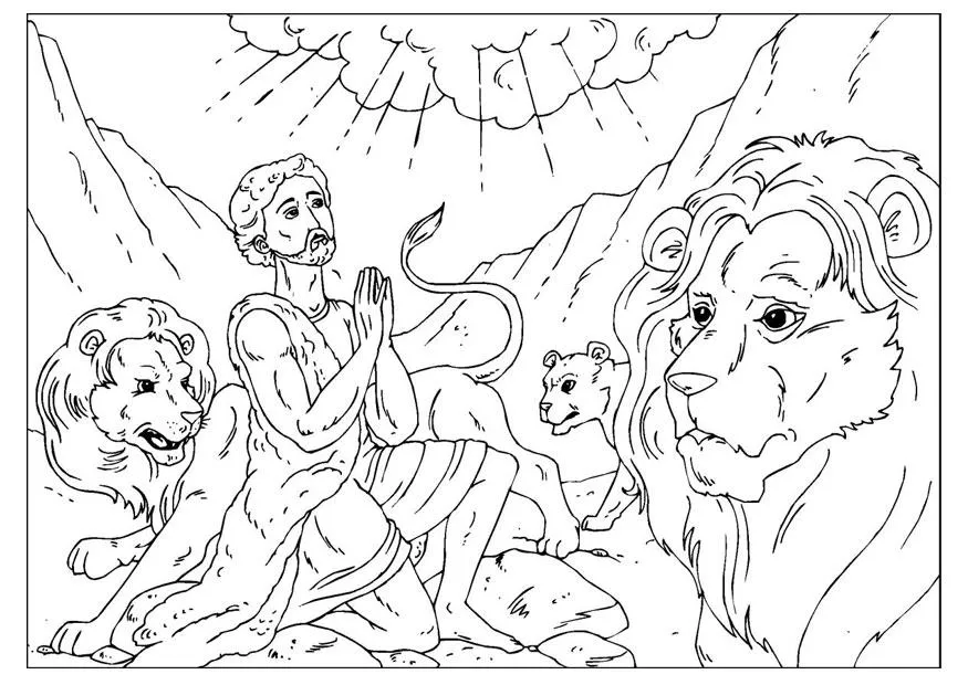 Dibujo para colorear Daniel en la fosa de los leones - Img 25953 Dibujo para colorear Daniel en la fosa de los leones - Img 25953