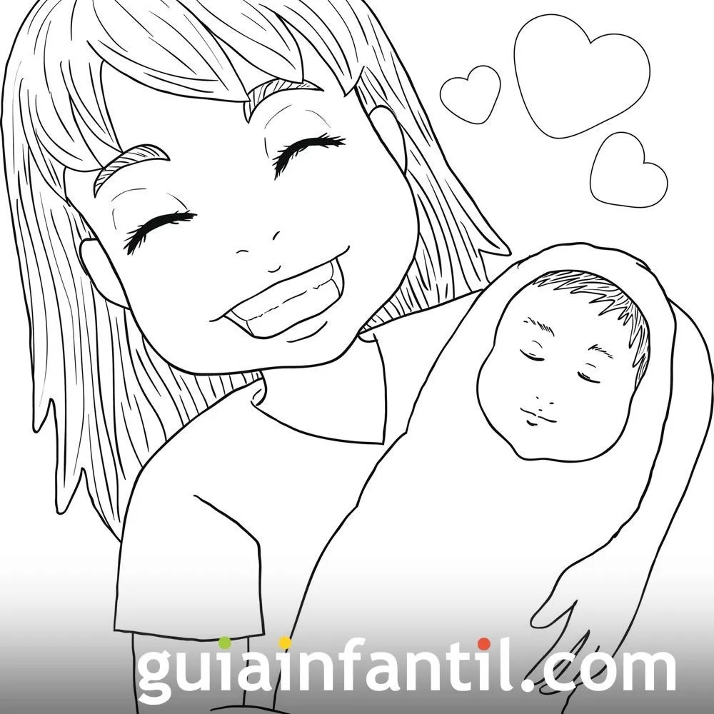 Dibujo para colorear. Derecho de los niños a ser amado