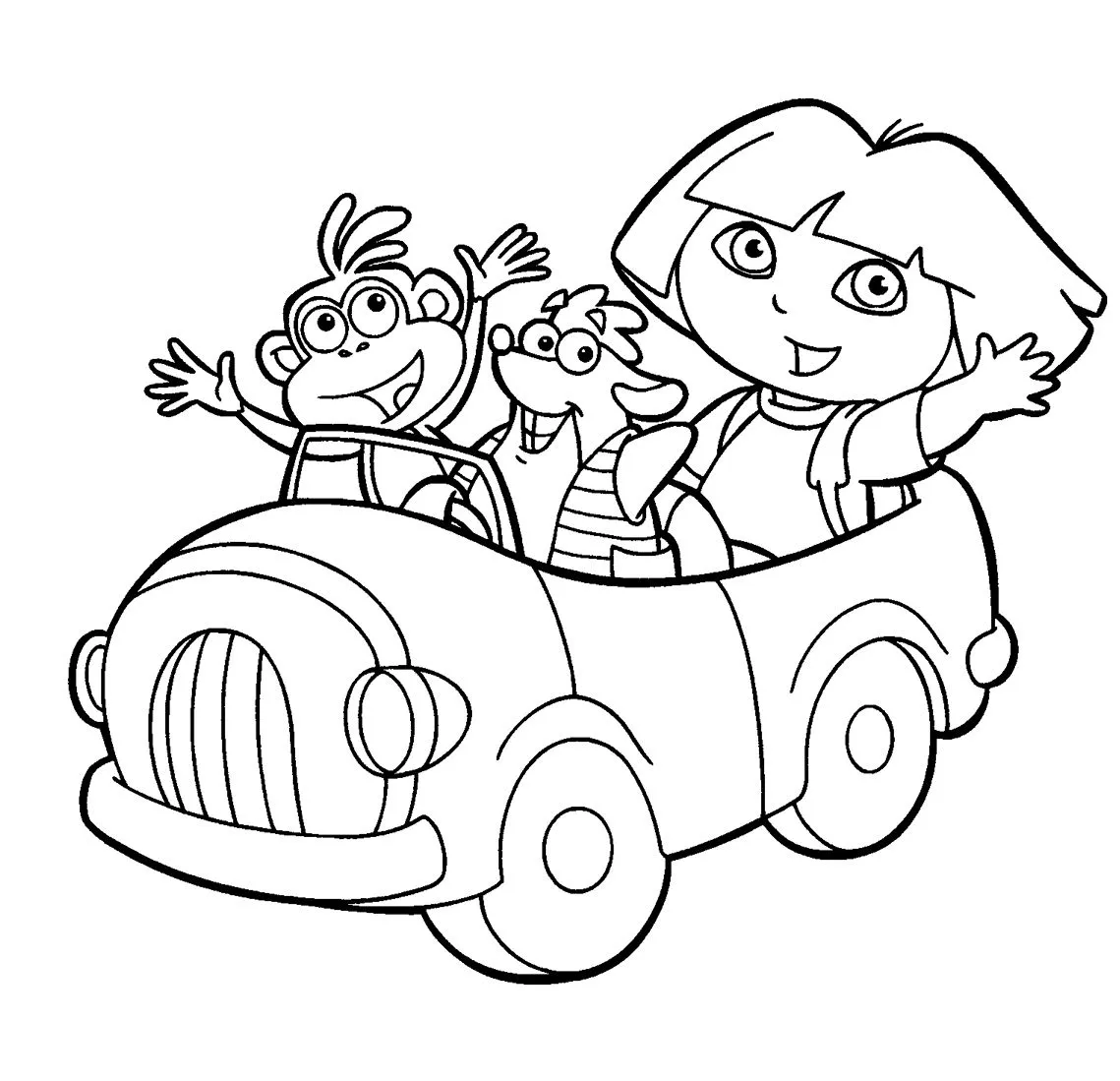 Dibujo para colorear Dora la exploradora en coche | Dibujos de ... Dibujo para colorear Dora la exploradora en coche | Dibujos de ...