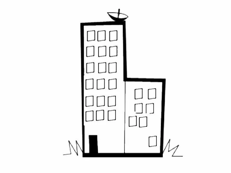 Imprimir: Dibujo para colorear de un edificio con parabólica para ... Imprimir: Dibujo para colorear de un edificio con parabólica para ...