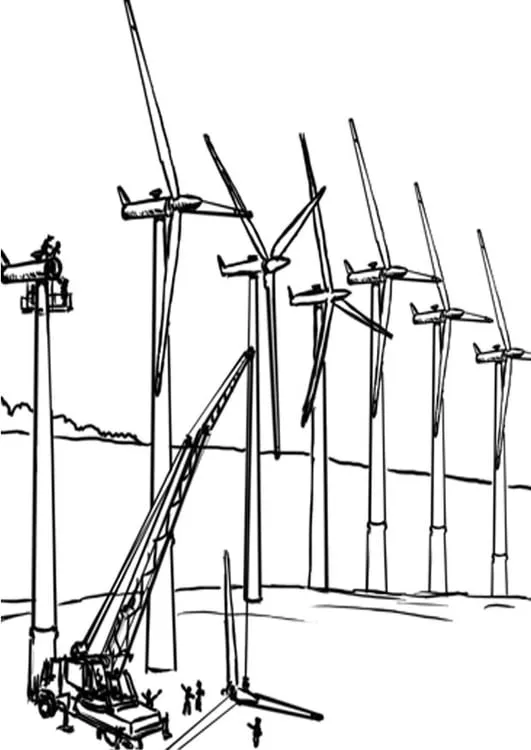 Dibujo para colorear Energía eólica, molinos de viento - Img 28432 Dibujo para colorear Energía eólica, molinos de viento - Img 28432