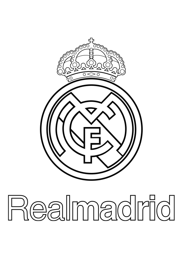 Dibujo para colorear el escudo del Real Madrid Club de Fútbol con letras Dibujo para colorear el escudo del Real Madrid Club de Fútbol con letras