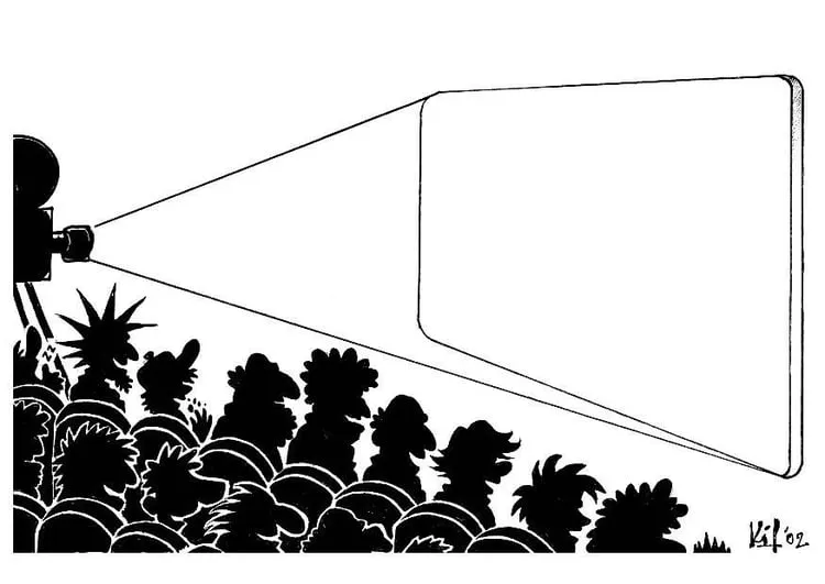 Dibujo para colorear Espectáculo de cine en blanco - Img 8726