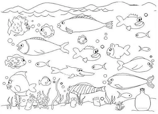 Dibujos de acuarios marinos para colorear - Imagui