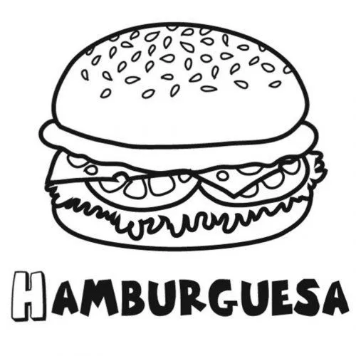 Dibujo para colorear de una hamburguesa - Dibujos para colorear de ... Dibujo para colorear de una hamburguesa - Dibujos para colorear de ...
