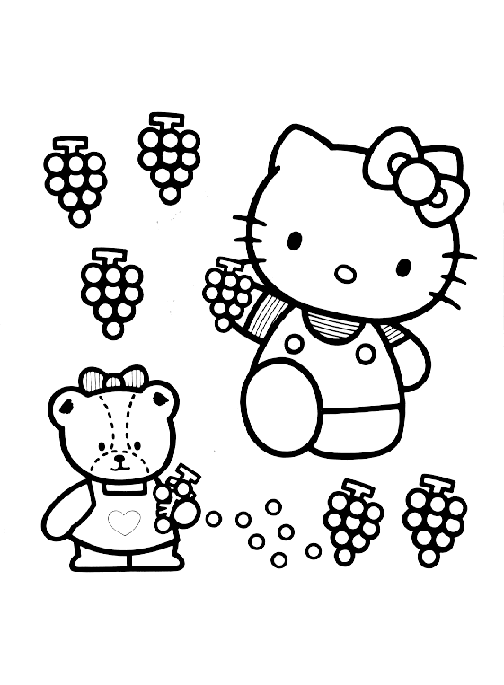 DIBUJO PARA COLOREAR INFATIL DE LA HELLO KITTY RACIMOS DE UVA ... DIBUJO PARA COLOREAR INFATIL DE LA HELLO KITTY RACIMOS DE UVA ...