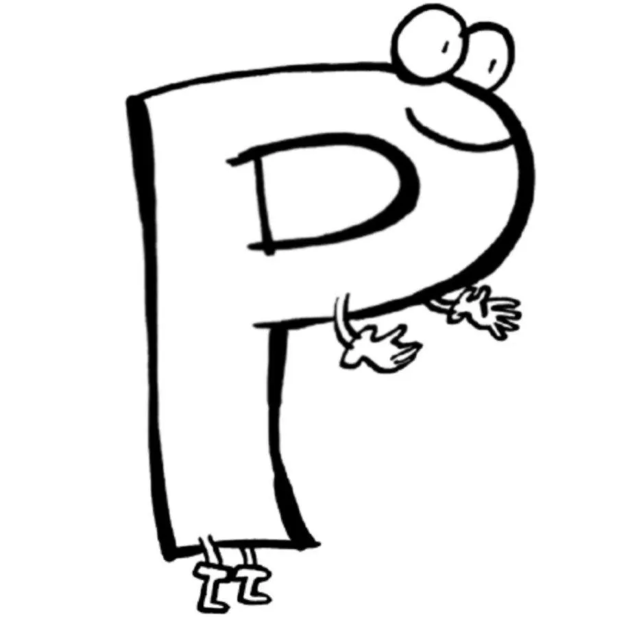Dibujo para colorear de la letra P