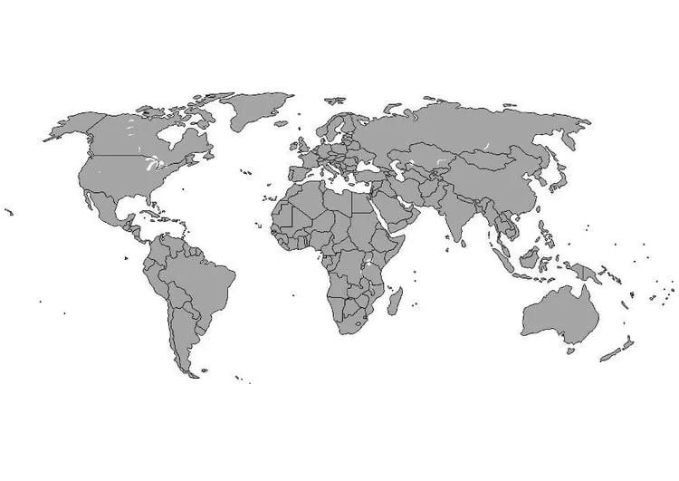 Dibujo para colorear Mapa del mundo con fronteras - Img 8091