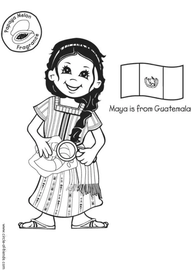 Dibujo para colorear Maya de Guatemala con bandera - Dibujos Para Imprimir  Gratis - Img 5637