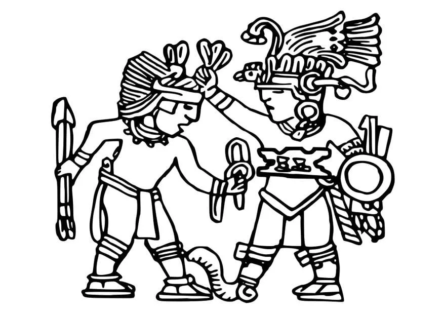 Dibujo para colorear murales aztecas - Img 25572