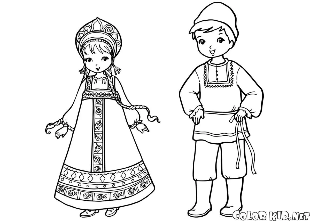 Dibujo para colorear - Niños ingleses