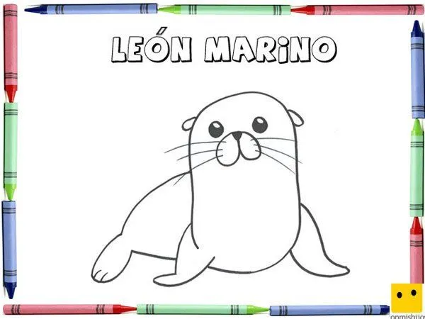 Dibujo para colorear con los niños de un león marino Dibujo para colorear con los niños de un león marino