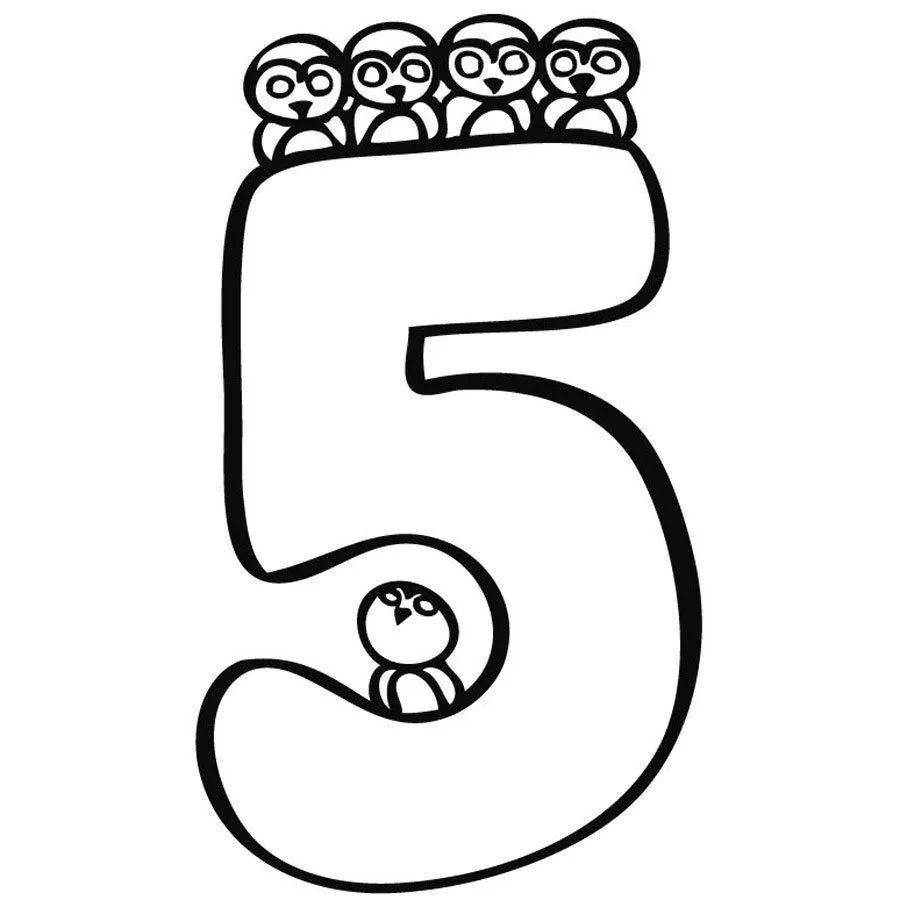 Dibujo para colorear del número 5