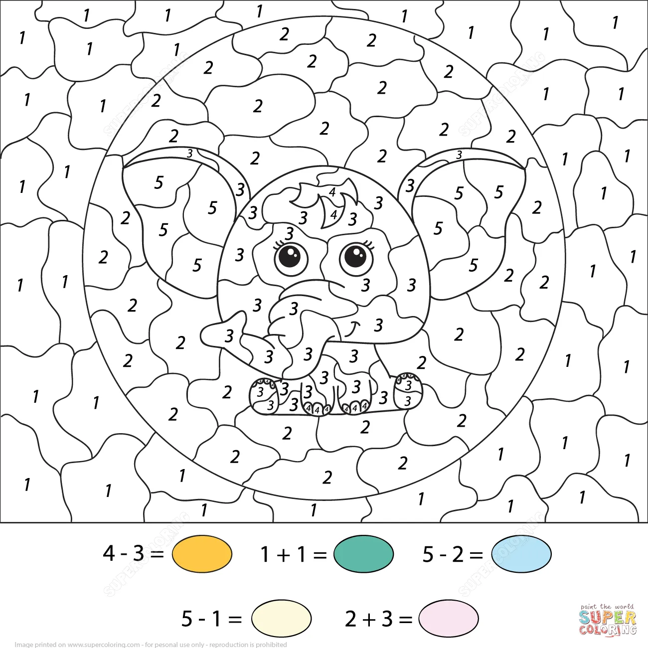 Dibujo de Colorear por Números un Precioso Elefante con Sumas y Restas para colorear | Dibujos para colorear imprimir gratis Dibujo de Colorear por Números un Precioso Elefante con Sumas y Restas para colorear | Dibujos para colorear imprimir gratis