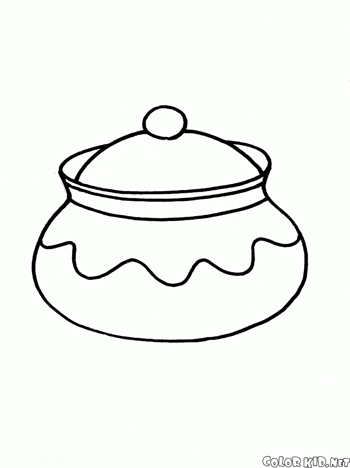 Dibujo para colorear - Una olla con tapa