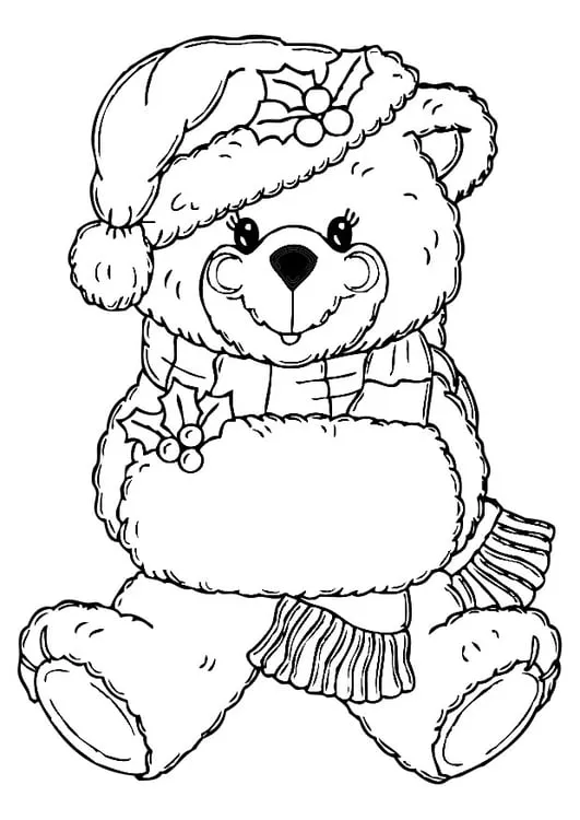 Dibujo para colorear oso de navidad - Img 19766