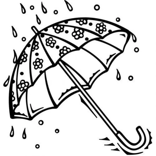 Dibujo para colorear de un paraguas con lluvia - Dibujos para ...
