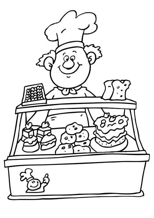 Dibujo para colorear Pastelero 05 | Proyecto Infantil "El pan ... Dibujo para colorear Pastelero 05 | Proyecto Infantil "El pan ...