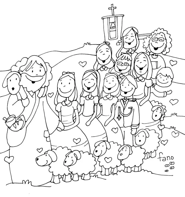 DIBUJO PARA COLOREAR UN PASTOR CON OVEJAS EN EL REBAÑO - Imagui