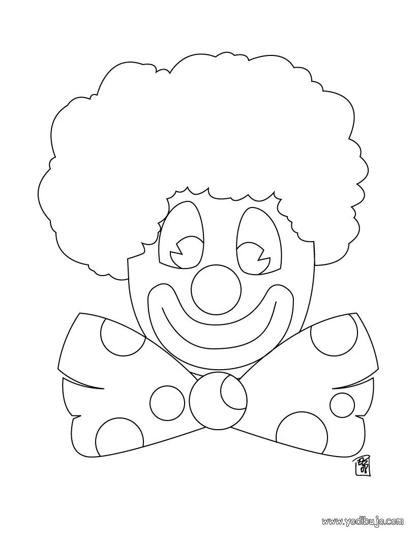 Dibujo para colorear PAYASO, cara de payaso para imprimir Dibujo para colorear PAYASO, cara de payaso para imprimir