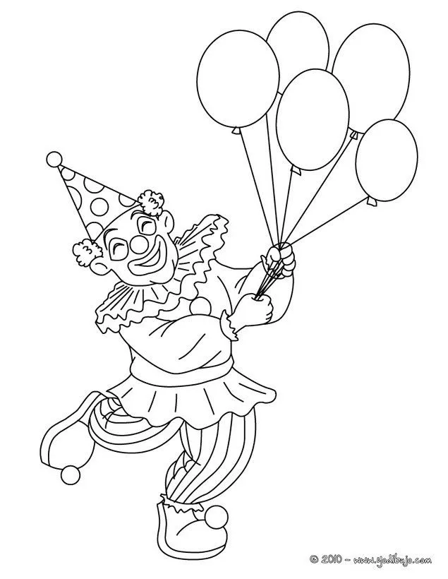 Dibujo para colorear PAYASO, PAYASO con globos para imprimir Dibujo para colorear PAYASO, PAYASO con globos para imprimir