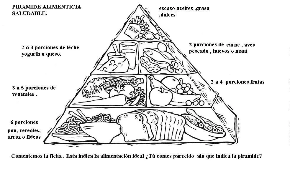 Dibujos piramide alimentaria para colorear