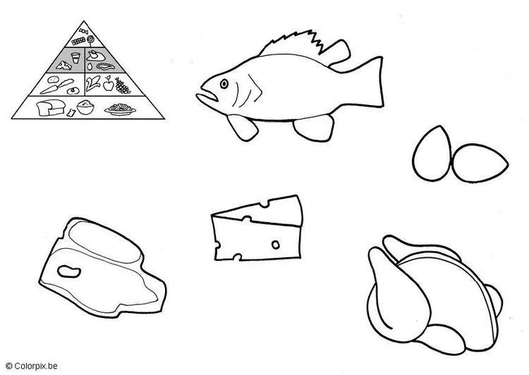Dibujo para colorear Productos de origen animal | Alimentos para colorear, Actividades, Pirámide de los alimentos Dibujo para colorear Productos de origen animal | Alimentos para colorear, Actividades, Pirámide de los alimentos