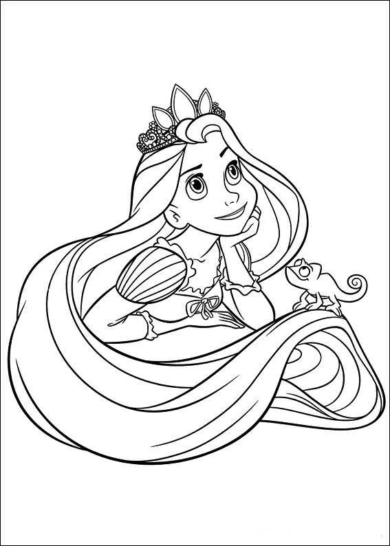 Dibujo para Colorear de Rapunzel. - Dibujos para Colorear e Imprimir