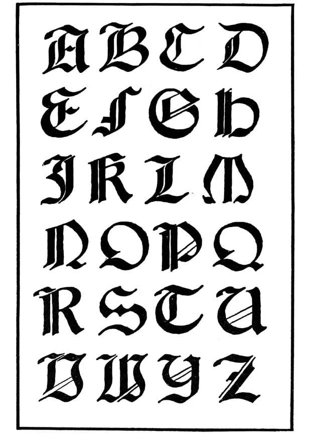 Dibujo para colorear Tipo de letra gótica italiana - Img 11229