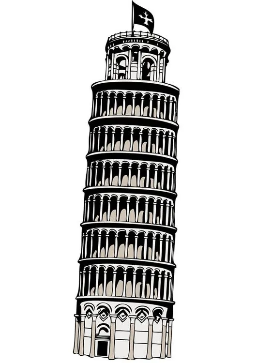 Dibujo para colorear torre de Pisa - Img 17085