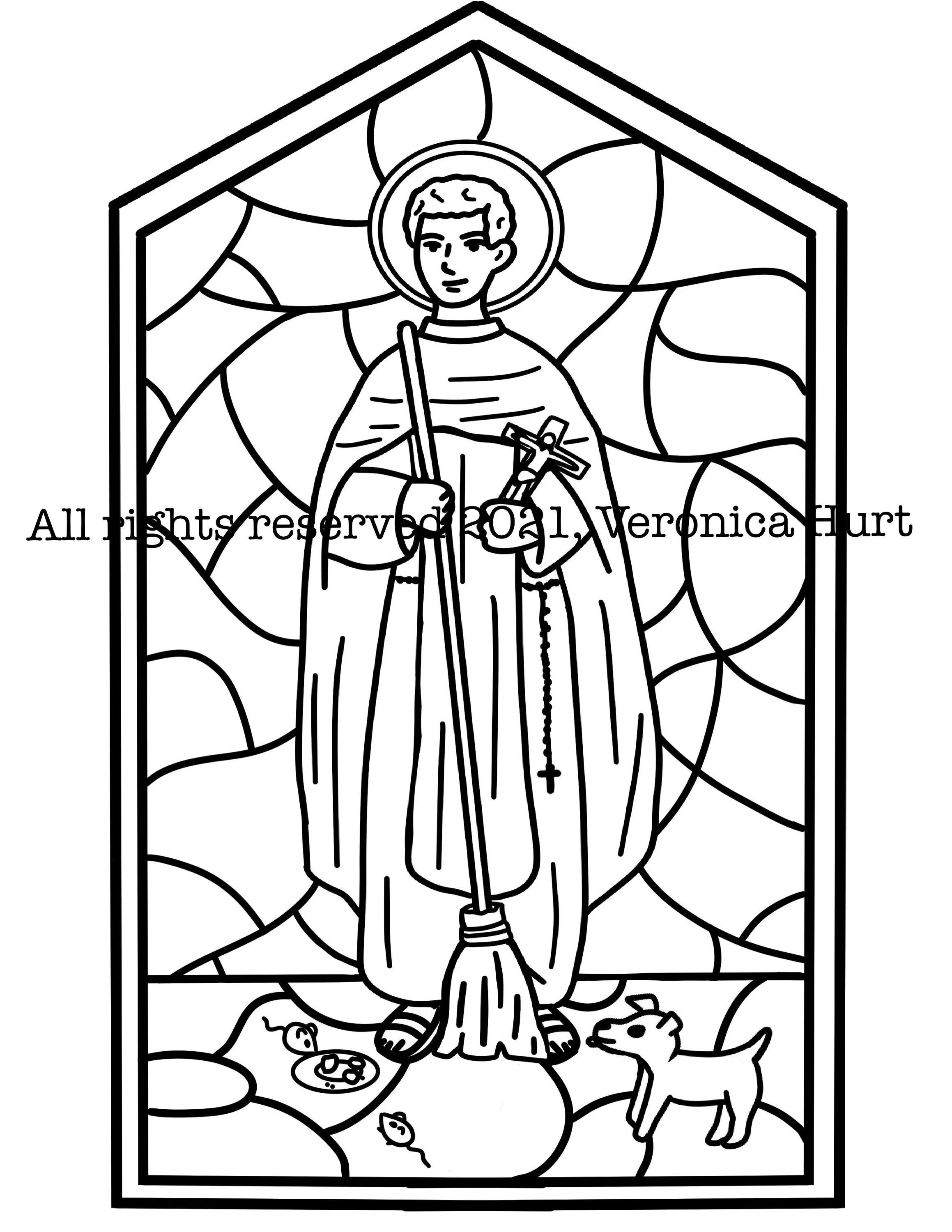 Dibujo para colorear de vidrieras católicas de San Martín de - Etsy México Dibujo para colorear de vidrieras católicas de San Martín de - Etsy México