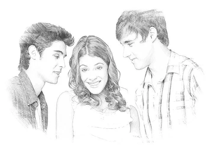 Dibujo para colorear Violetta : Violetta, Leòn, Tomàs 6