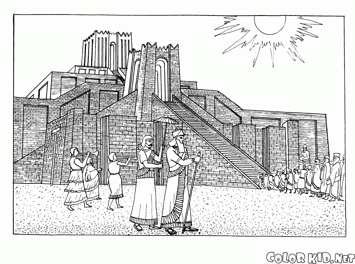 Dibujo para colorear - Zigurat del dios de la luna Dibujo para colorear - Zigurat del dios de la luna