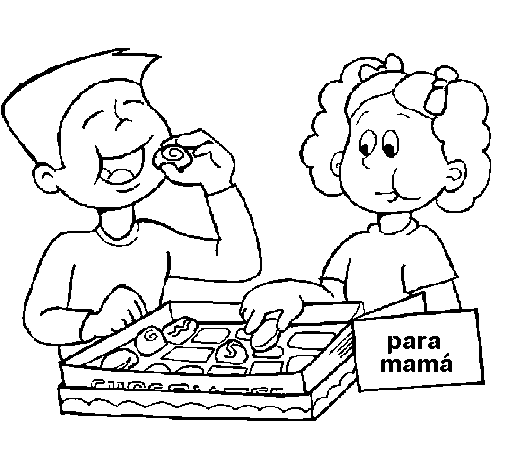 Dibujo de Comiendo ricos bombones para Colorear Dibujo de Comiendo ricos bombones para Colorear