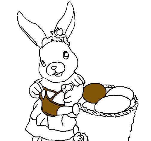 Dibujo de Coneja de pascua con la regadera pintado por Guagua en ... Dibujo de Coneja de pascua con la regadera pintado por Guagua en ...