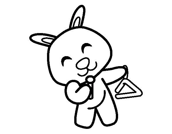 Dibujo de Conejo con triángulo para Colorear - Dibujos.net