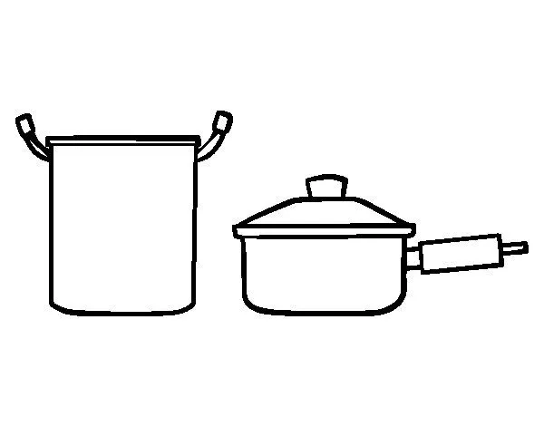 Dibujo de Conjunto de ollas para Colorear - Dibujos.net
