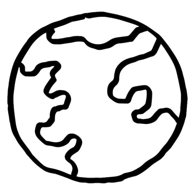 Dibujo de contorno tema del espacio del planeta tierra para colorear | Vector Premium Dibujo de contorno tema del espacio del planeta tierra para colorear | Vector Premium