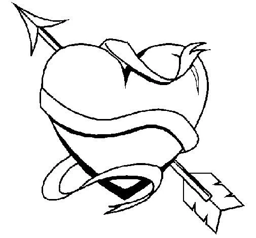 Dibujo de Corazón con flecha para Colorear - Dibujos.net Dibujo de Corazón con flecha para Colorear - Dibujos.net