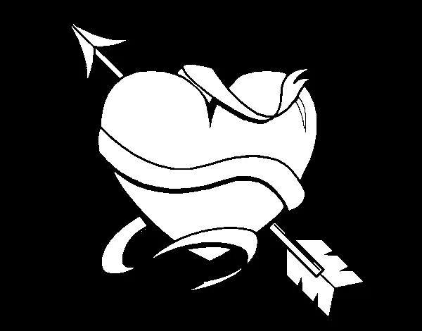 Dibujo de Corazón con flecha III para Colorear