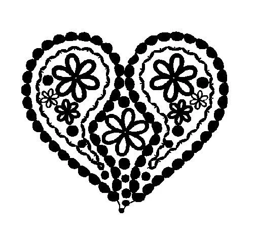 Dibujo de Corazón de flores para Colorear - Dibujos.net