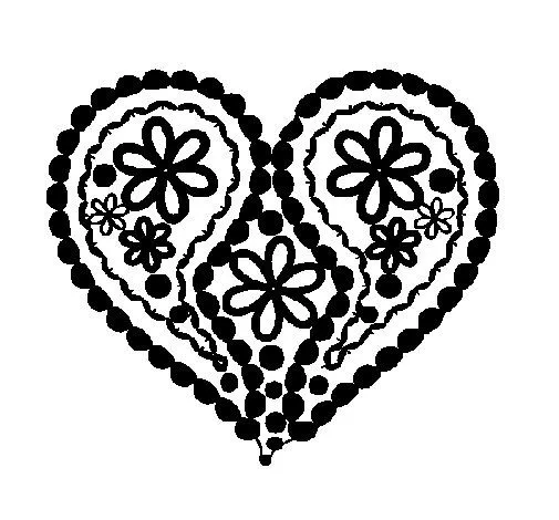 Dibujo de Corazón de flores para Colorear - Dibujos.net Dibujo de Corazón de flores para Colorear - Dibujos.net