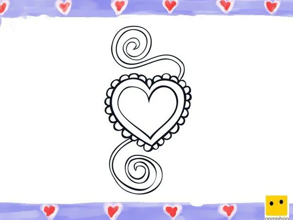 Imprimir: Dibujo de un corazón con lazos para niños Imprimir: Dibujo de un corazón con lazos para niños
