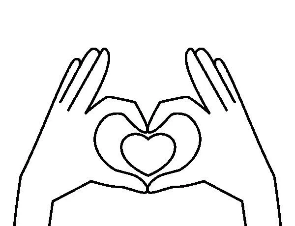 Dibujo de Corazón con las manos para Colorear - Dibujos.net Dibujo de Corazón con las manos para Colorear - Dibujos.net