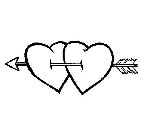 Dibujo de Dos corazones con una flecha para Colorear - Dibujos.net Dibujo de Dos corazones con una flecha para Colorear - Dibujos.net