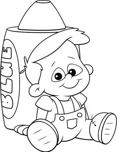 Pinto Dibujos: Niño y crayola para colorear Pinto Dibujos: Niño y crayola para colorear
