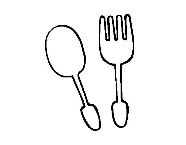 Dibujo de Cubiertos para Colorear - Dibujos.net Dibujo de Cubiertos para Colorear - Dibujos.net