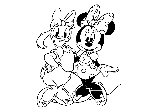 Dibujo de Daisy y Minnie para Colorear - Dibujos.net Dibujo de Daisy y Minnie para Colorear - Dibujos.net