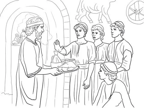 Dibujo de Daniel elige bien y rechaza los alimentos del rey para ... Dibujo de Daniel elige bien y rechaza los alimentos del rey para ...