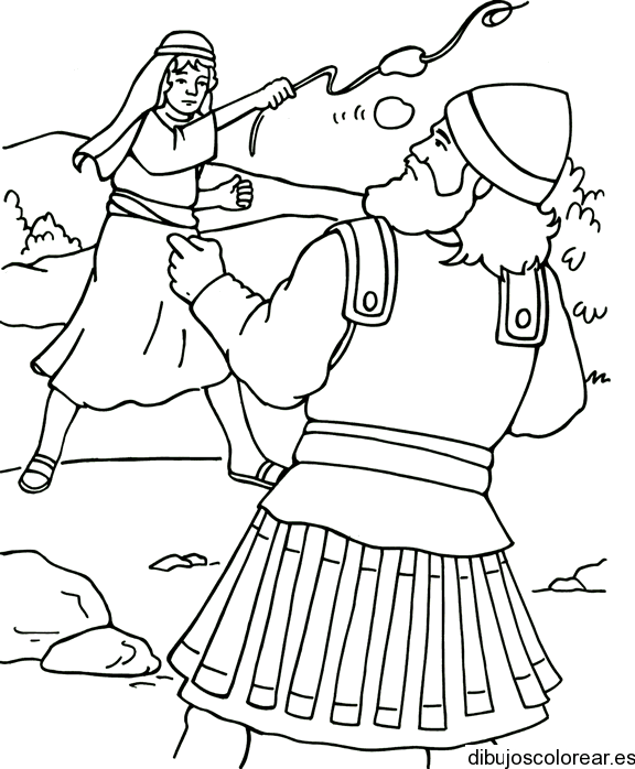 Dibujo de David y Goliat peleando | Dibujos para Colorear Dibujo de David y Goliat peleando | Dibujos para Colorear